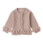 Mini Banda Cardigan Tinta Unita con Bottoni Fiori per Neonata 3B762X SABBIA MINI BANDA 