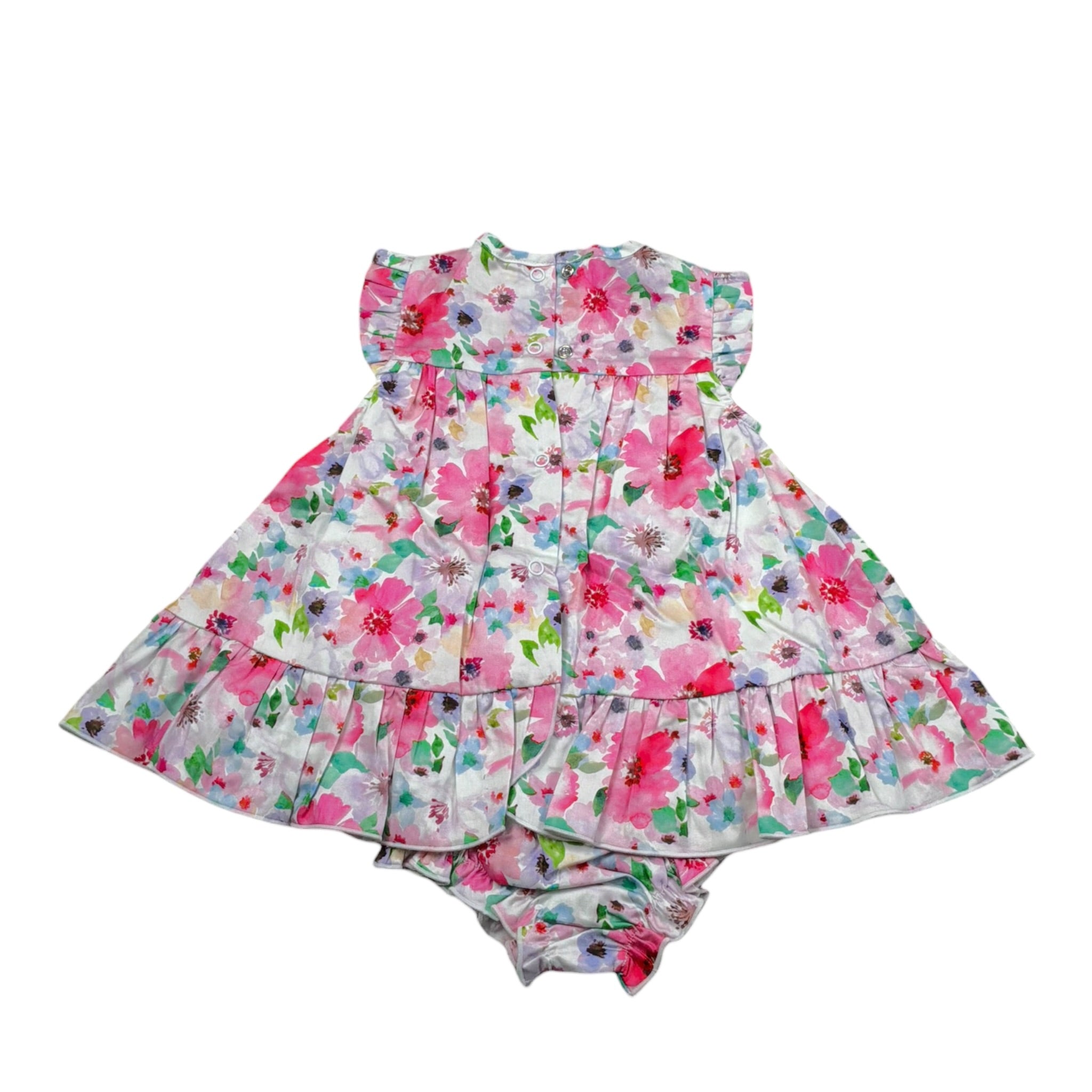 Mini Banda Set Abito-Coulotte Tinta Unita con Stampa per Neonata 3B784X BIANCO MINI BANDA 