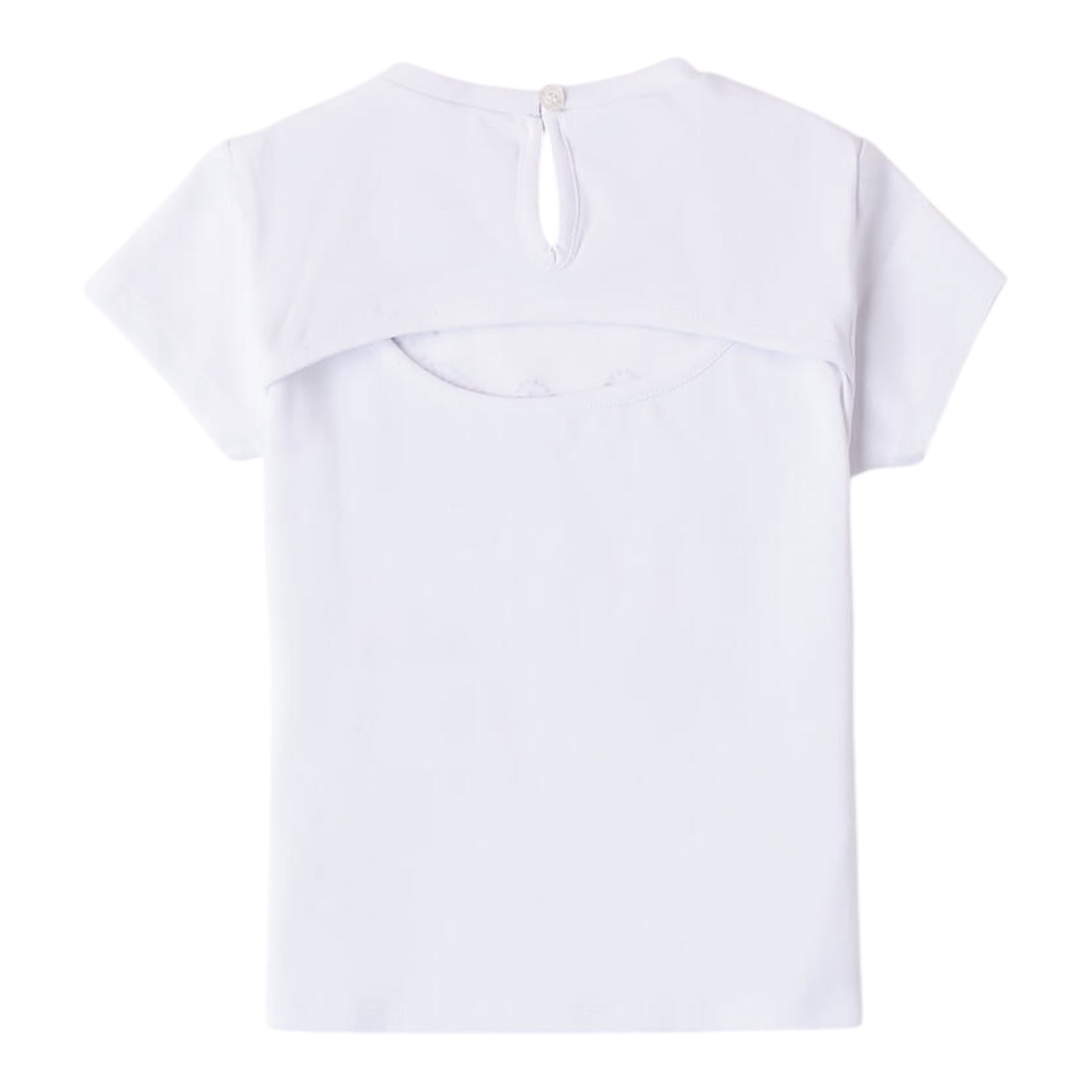 Minibanda T-Shirt Girocollo Tinta Unita con Brillantini per Neonata 0B313 BIANCO MINIBANDA 