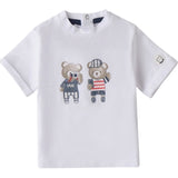Minibanda T-Shirt Girocollo Tinta Unita con Stampa per Neonato 3B613 BIANCO MINIBANDA 