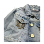 Miss Grant Giubbno In Denim Tinta Unita con Applicazioni per Bambina MG1033J AZZURRO MISS GRANT 