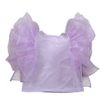 Miss Grant Top tinta unita con Rouches Lilla per Bambina MG1091 LILLA MISS GRANT 