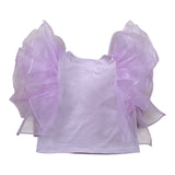 Miss Grant Top tinta unita con Rouches Lilla per Bambina MG1091 LILLA MISS GRANT 
