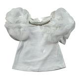 Miss Grant T-Shrit Girocollo Tinta Unita con Applicazioni per Bambina MG1244J BIANCO MISS GRANT 