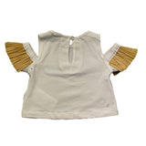 Miss Grant T-Shirt Girocollo Tinta Unita con Scollo Sulle Spalle E Maniche In Paglia per Bambina MG1328 BIANCO MISS GRANT 