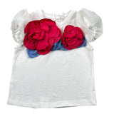 Miss Grant T-Shirt Girocollo tinta unita con Applicazioni Bianco per Neonata MG1332XX BIANCO MISS GRANT 