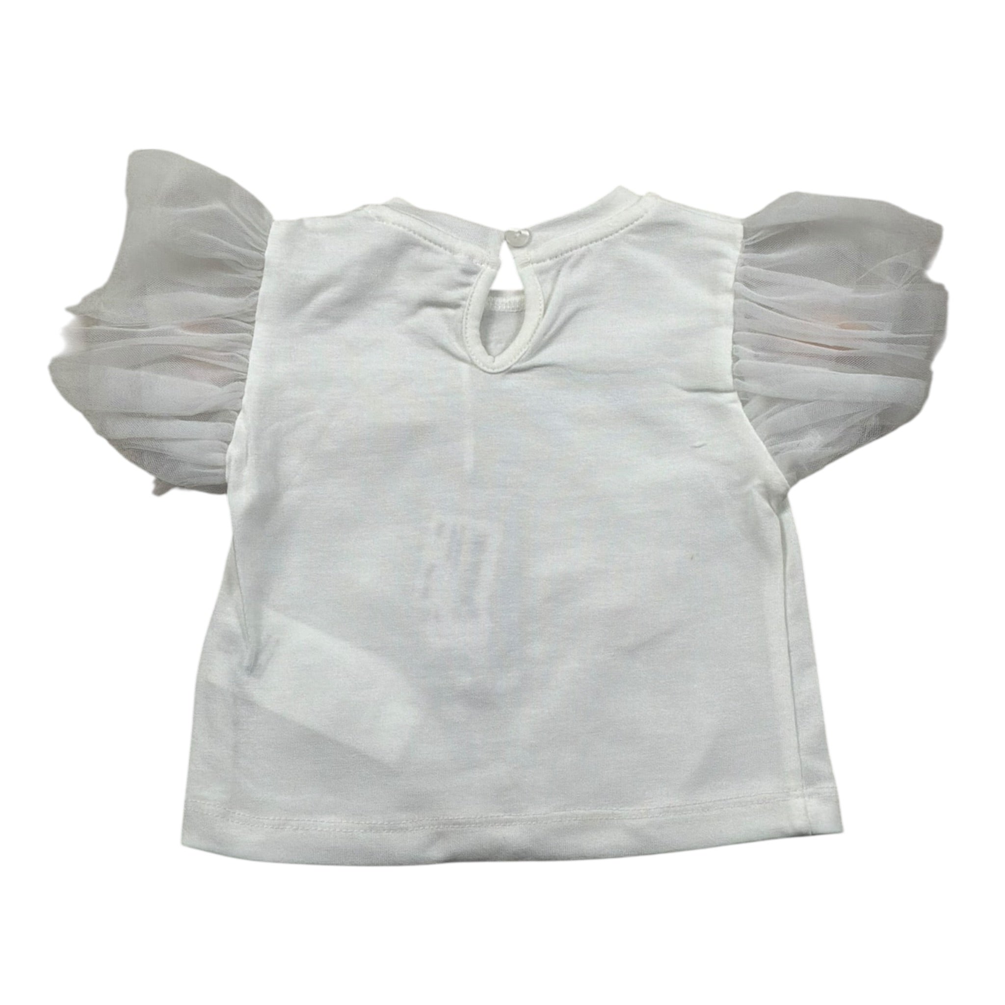 Miss Grant T-Shirt Girocollo Tinta Unita con Applicazioni per Neonata MG1335 BIANCO MISS GRANT 