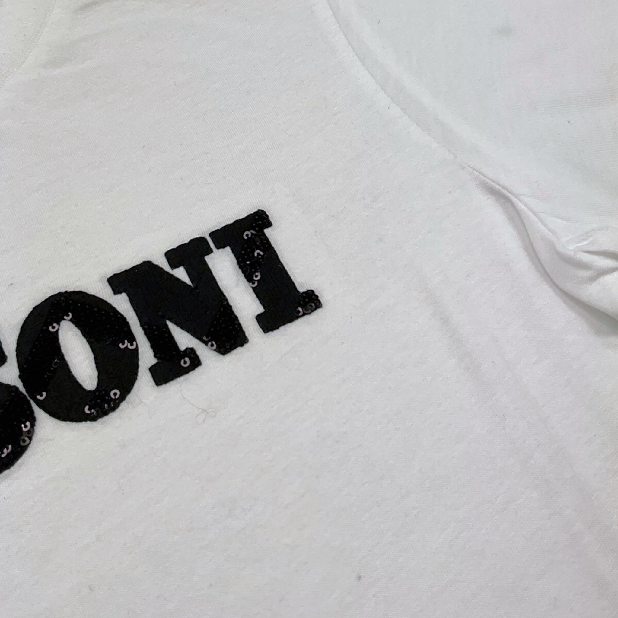 Missoni T-Shirt Girocollo Tinta Unita con Paillettes per Bambina MV8A11 BIANCO MISSONI 