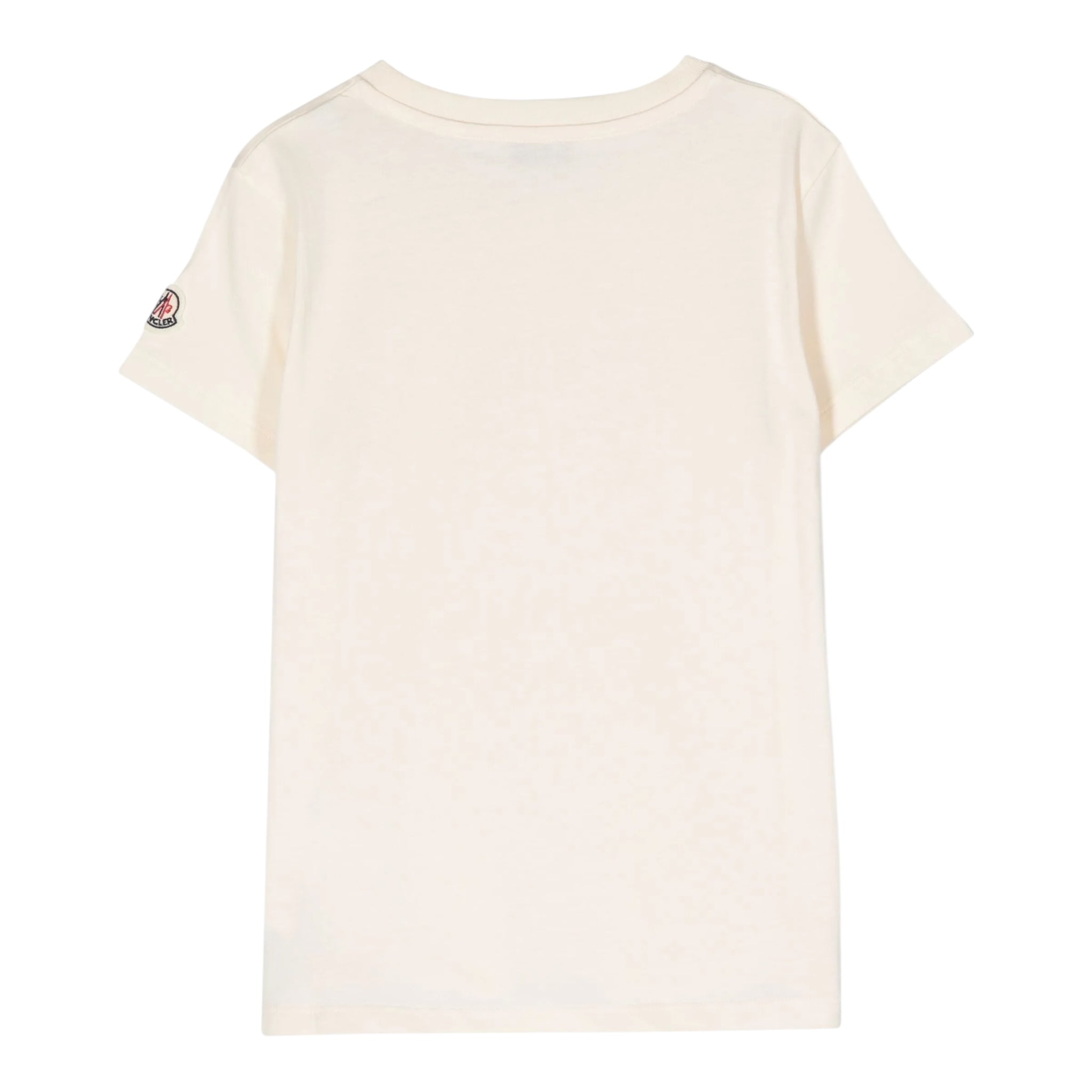 Moncler T-Shirt Girocollo Tinta Unita con Logo per Bambina 8C00026 AVORIO MONCLER 