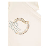Moncler T-Shirt Girocollo Tinta Unita con Logo per Bambina 8C00026 AVORIO MONCLER 