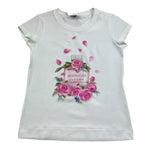 Monnalisa T-Shirt Girocollo Tinta Unita con Stampa per Bambina 113610 BIANCO MONNALISA 