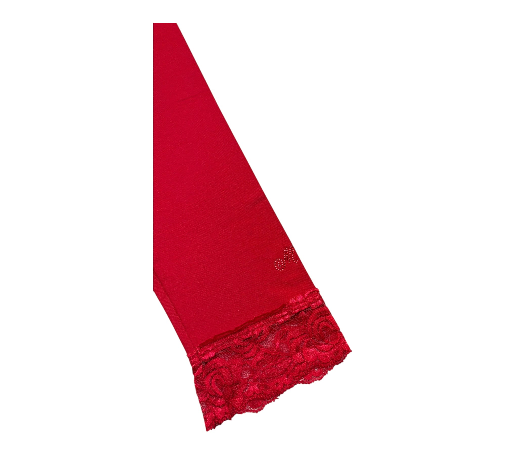 Monnalisa Leggins Tinta Unita con Ricami per Bambina 117402A1 ROSSO MONNALISA 