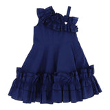 Monnalisa Abito Monospalla Tinta Unita per Bambina 117929A1 BLU MONNALISA 