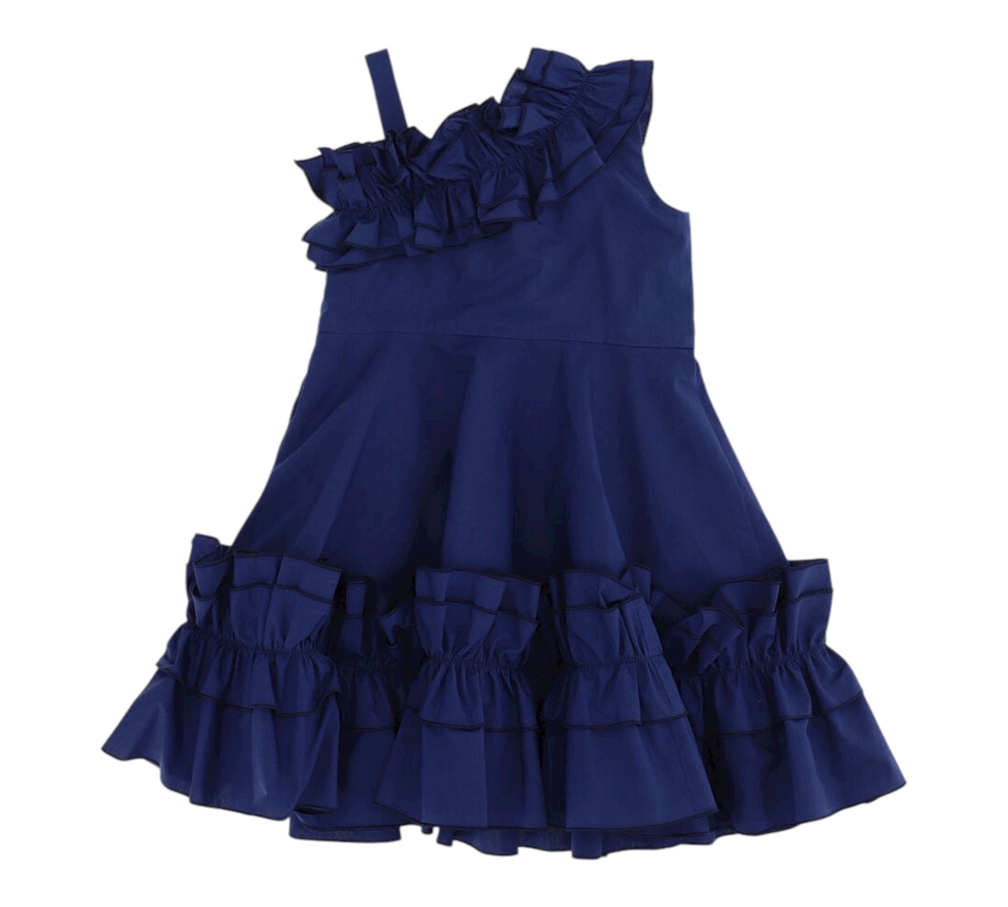 Monnalisa Abito Monospalla Tinta Unita per Bambina 117929A1 BLU MONNALISA 