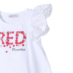 Monnalisa T-Shirt Girocollo tinta unita con Stampa Bianco per Bambina 11C622 BIANCO MONNALISA 