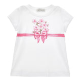 Monnalisa T-Shirt Girocollo Tinta Unita con Stampa per Neonata 11E609N BIANCO MONNALISA 
