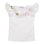 Monnalisa T-Shirt Girocollo Tinta Unita con Stampa per Bambina 11E613 BIANCO MONNALISA 