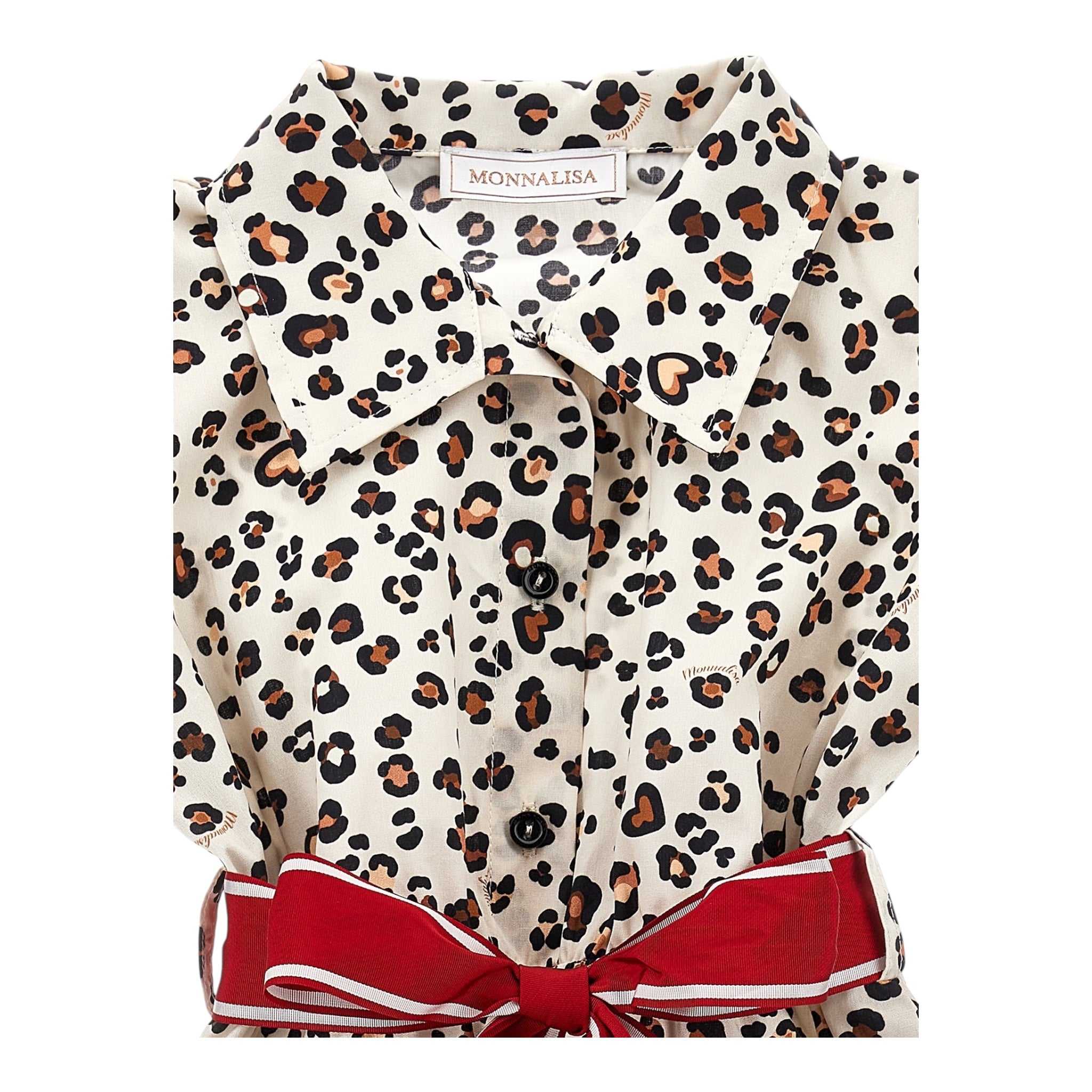 Monnalisa Abito Tinta Unita con Fantasia Maculata per Bambina 11E911 BEIGE MONNALISA 