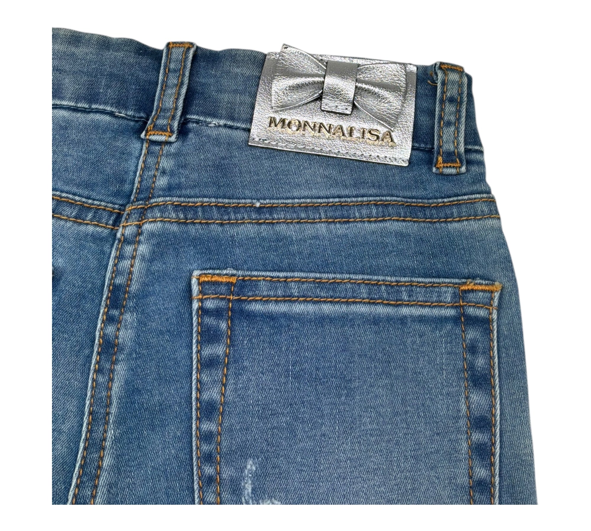 Monnalisa Jeans Tinta Unita Modello Zampa per Bambina 171402 AZZURRO MONNALISA 