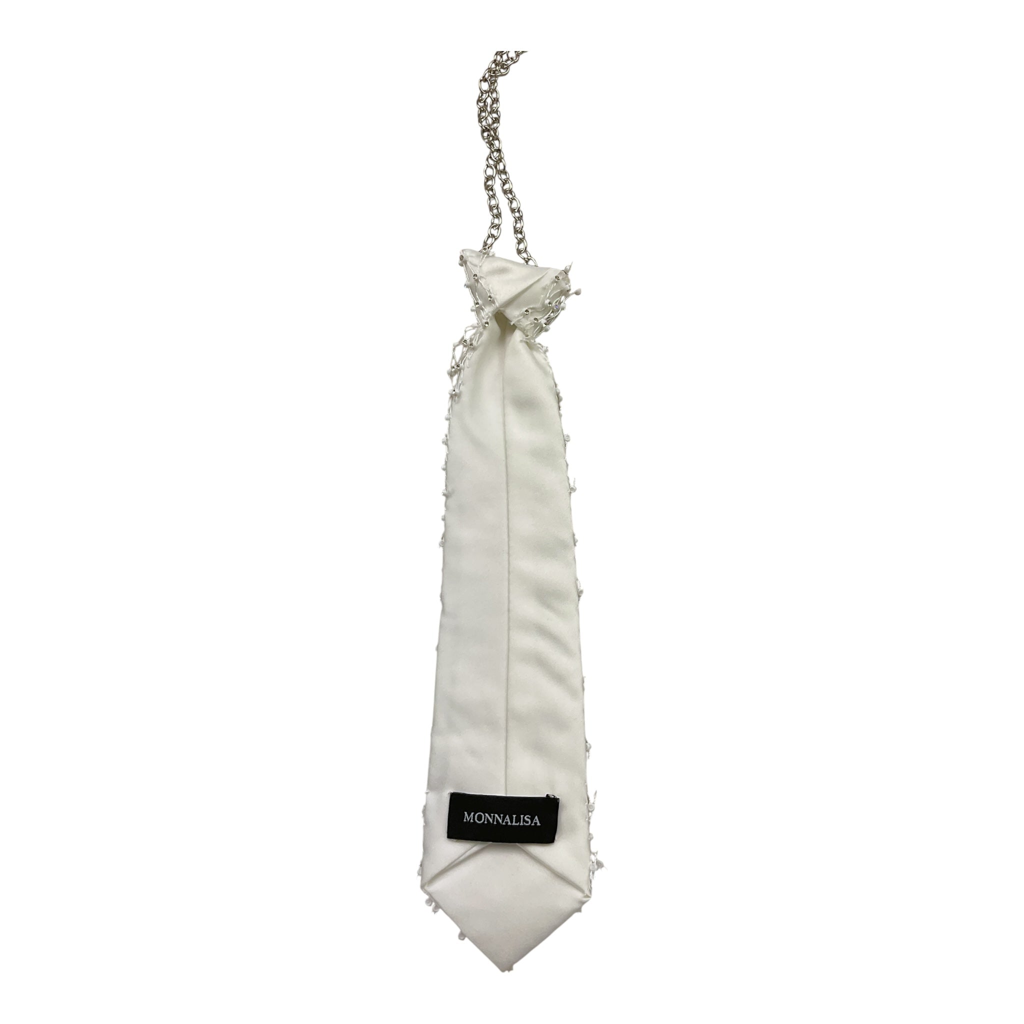 Monnalisa Cravatta Tinta Unita con Brillantini per Bambina 17E067 BIANCO MONNALISA 