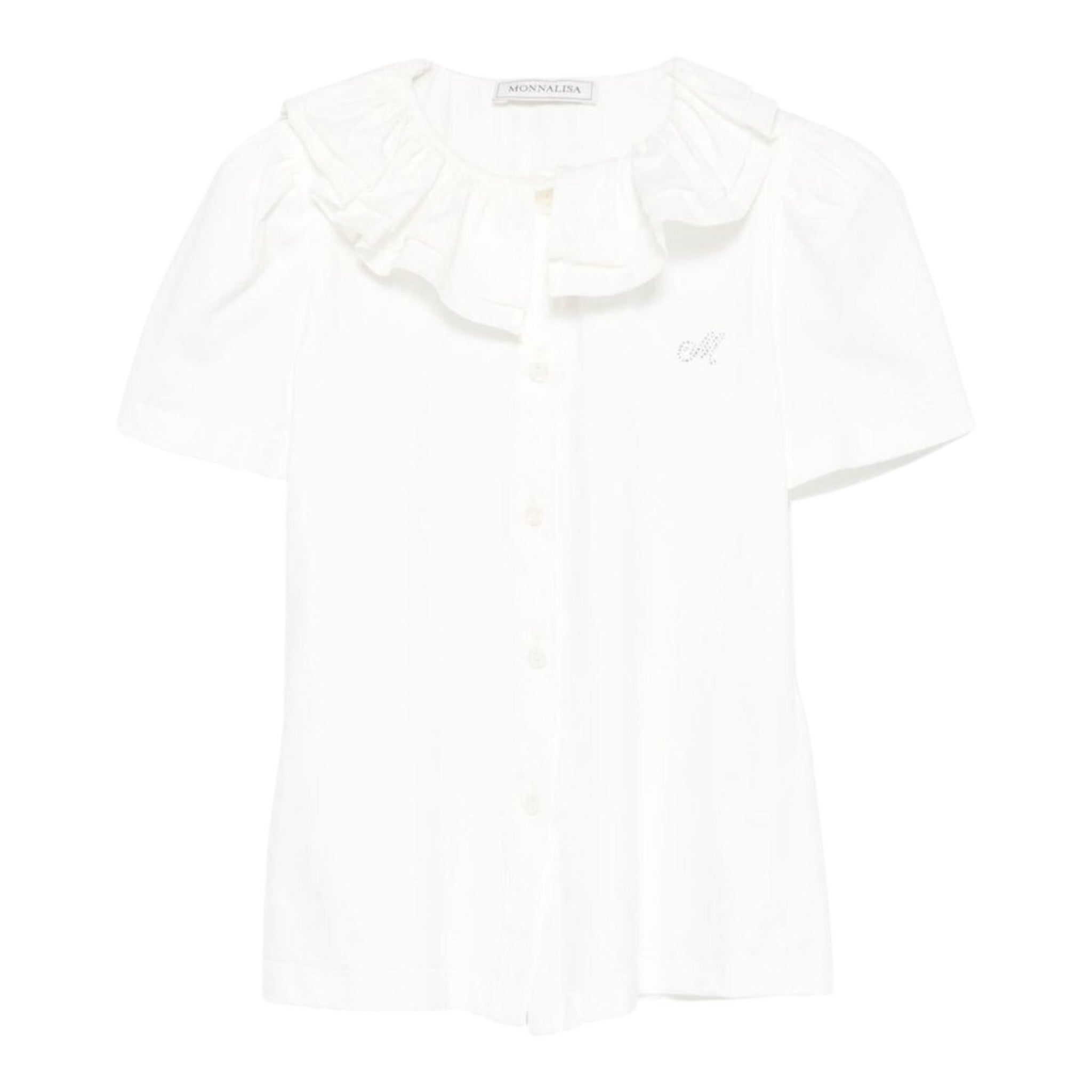 Monnalisa Camicia Tinta Unita con Colletto per Bambina 17EPAT BIANCO MONNALISA 