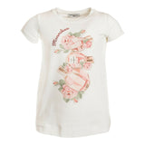Monnalisa T-Shirt Girocollo Tinta Unita con Stampa per Bambina 199610SE PANNA MONNALISA 