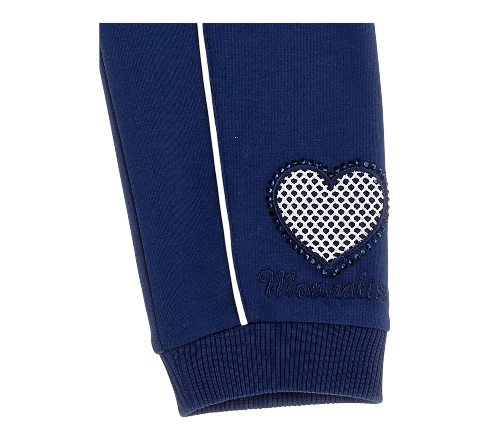 Monnalisa Pantalone Tinta Unita con Stampa Cuore per Bambina 19E405 BLU MONNALISA 