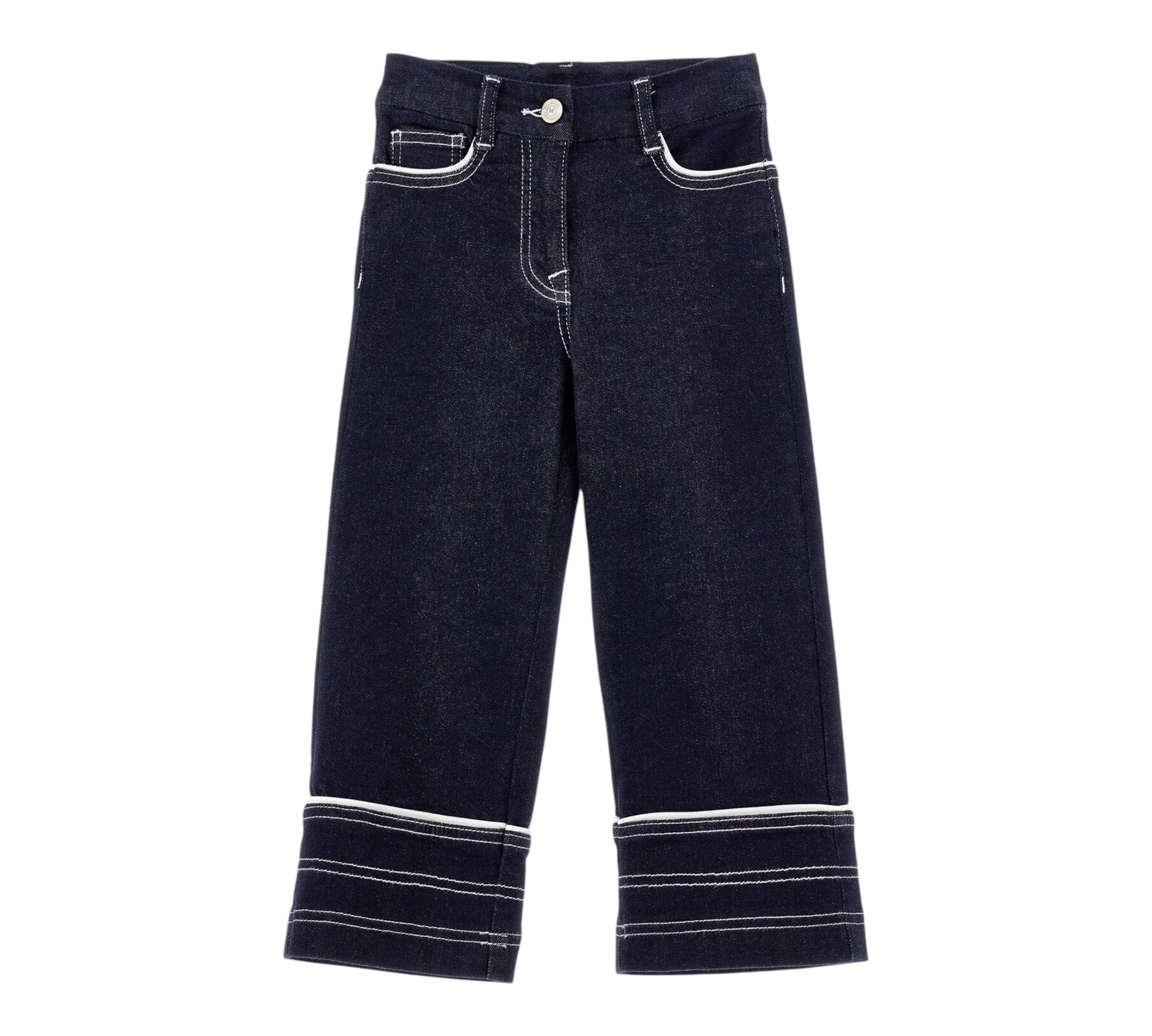 Monnalisa Jeans Tinta Unita Modello Palazzo per Bambina 19E406 BLU MONNALISA 