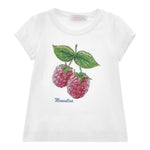 Monnalisa T-Shirt Girocollo Tinta Unita con Brillantini per Bambina 19E617 BIANCO MONNALISA 