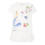 Monnalisa Maxi T-Shirt Girocollo Tinta Unita con Brillantini per Bambina 19E620 BIANCO MONNALISA 