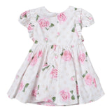 Monnalisa Abito Mezza Manica Tinta Unita con Stampe Rose per Neonata 31A909 BIANCO MONNALISA 