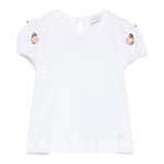 Monnalisa T-Shirt Girocollo Tinta Unita con Applicazioni per Neonata 31E604N BIANCO MONNALISA 