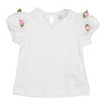 Monnalisa T-Shirt Girocollo Tinta Unita con Applicazioni per Neonata 31E604XN BIANCO MONNALISA 