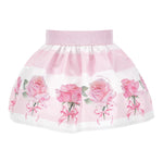Monnalisa Gonna Bicolore con Stampa Rose per Neonata 31E700 BIANCO/ROSA MONNALISA 