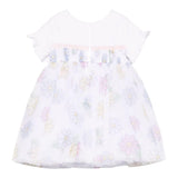 Monnalisa Abito Mezza Manica con Gonna Tulle per Neonata 31E906 BIANCO MONNALISA 