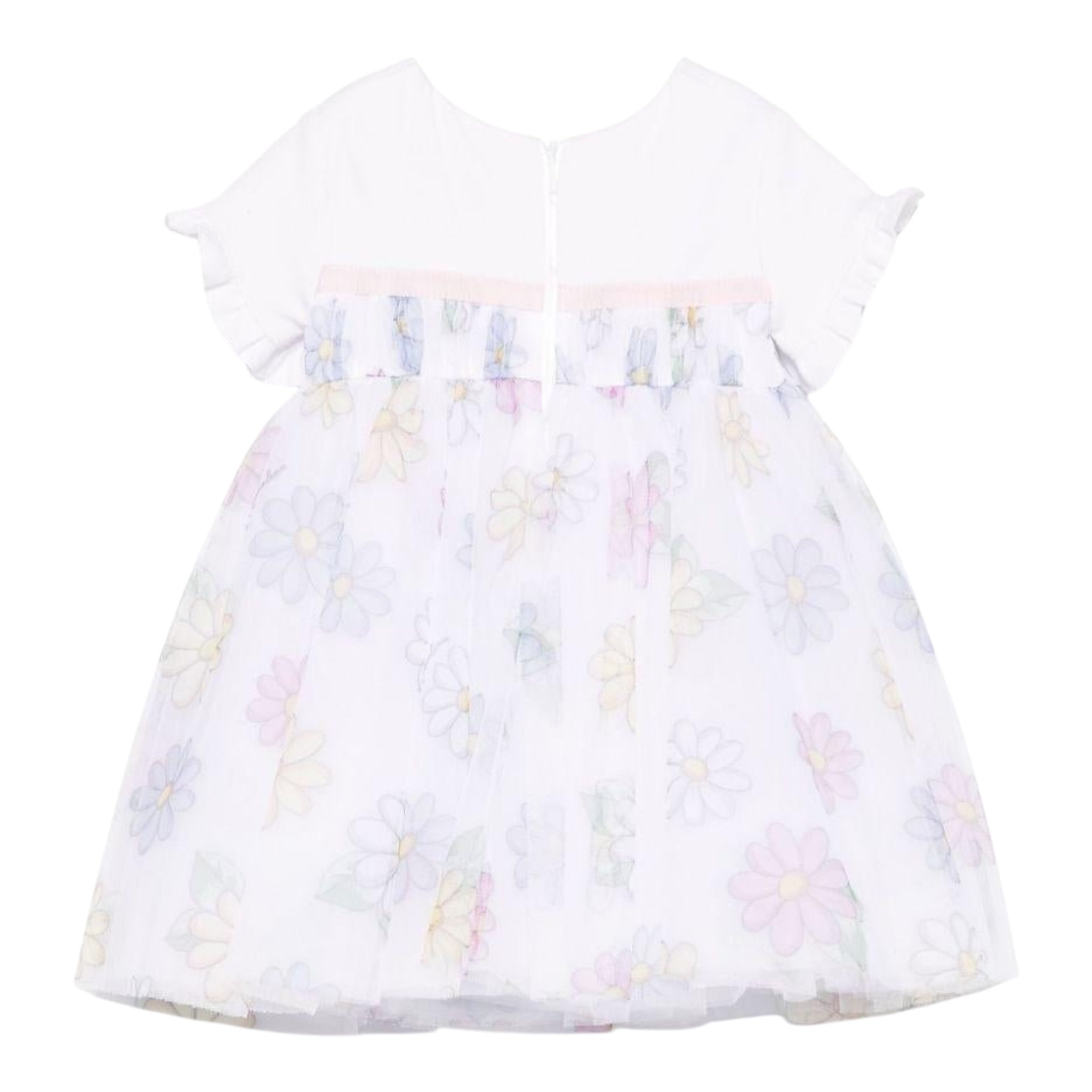 Monnalisa Abito Mezza Manica con Gonna Tulle per Neonata 31E906 BIANCO MONNALISA 