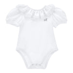 Monnalisa Body Tinta Unita Mezza Manica con Rouches per Neonata 37E300 BIANCO MONNALISA 