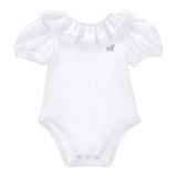 Monnalisa Body Tinta Unita Mezza Manica con Rouches per Neonata 37E300 BIANCO MONNALISA 