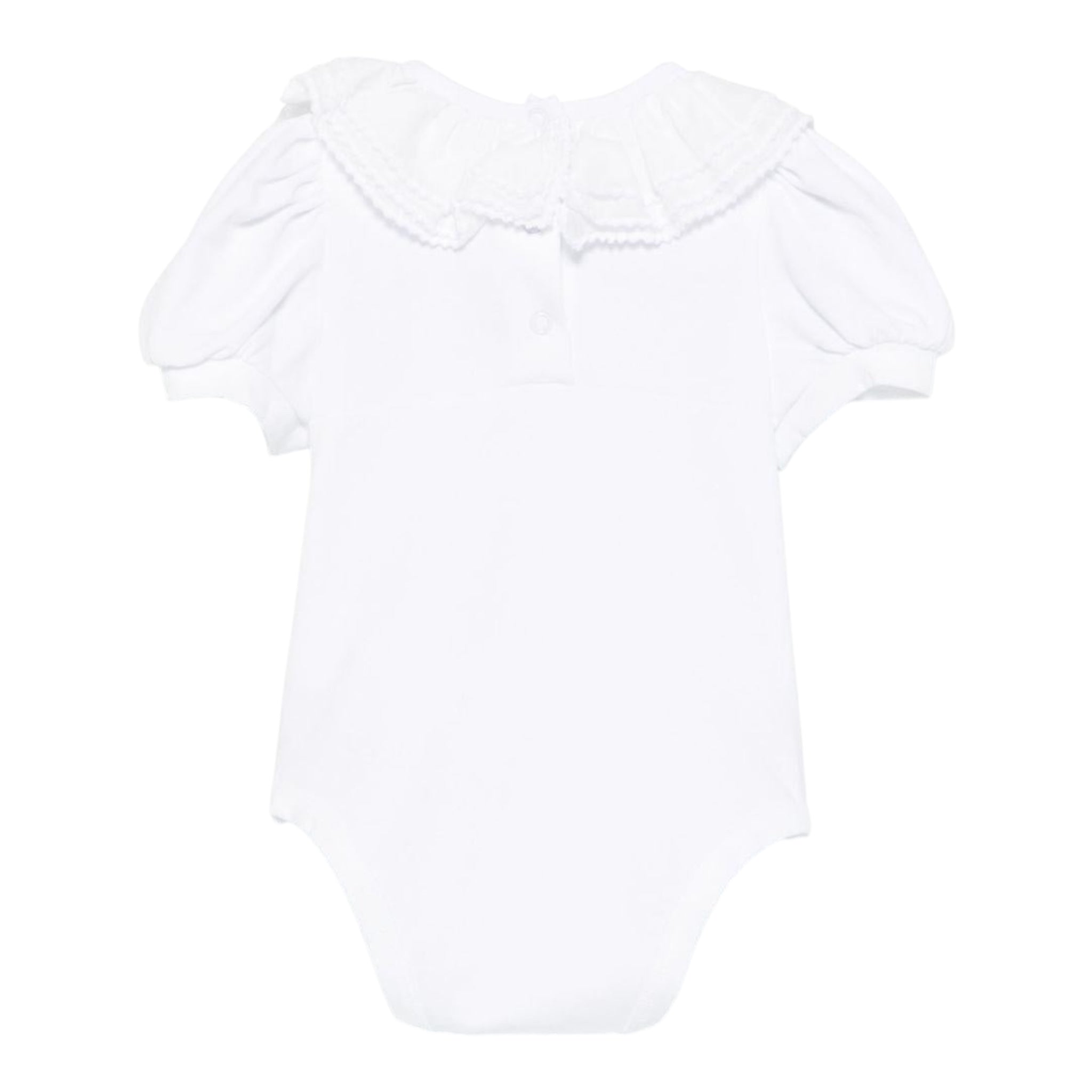 Monnalisa Body Tinta Unita Mezza Manica con Rouches per Neonata 37E300 BIANCO MONNALISA 