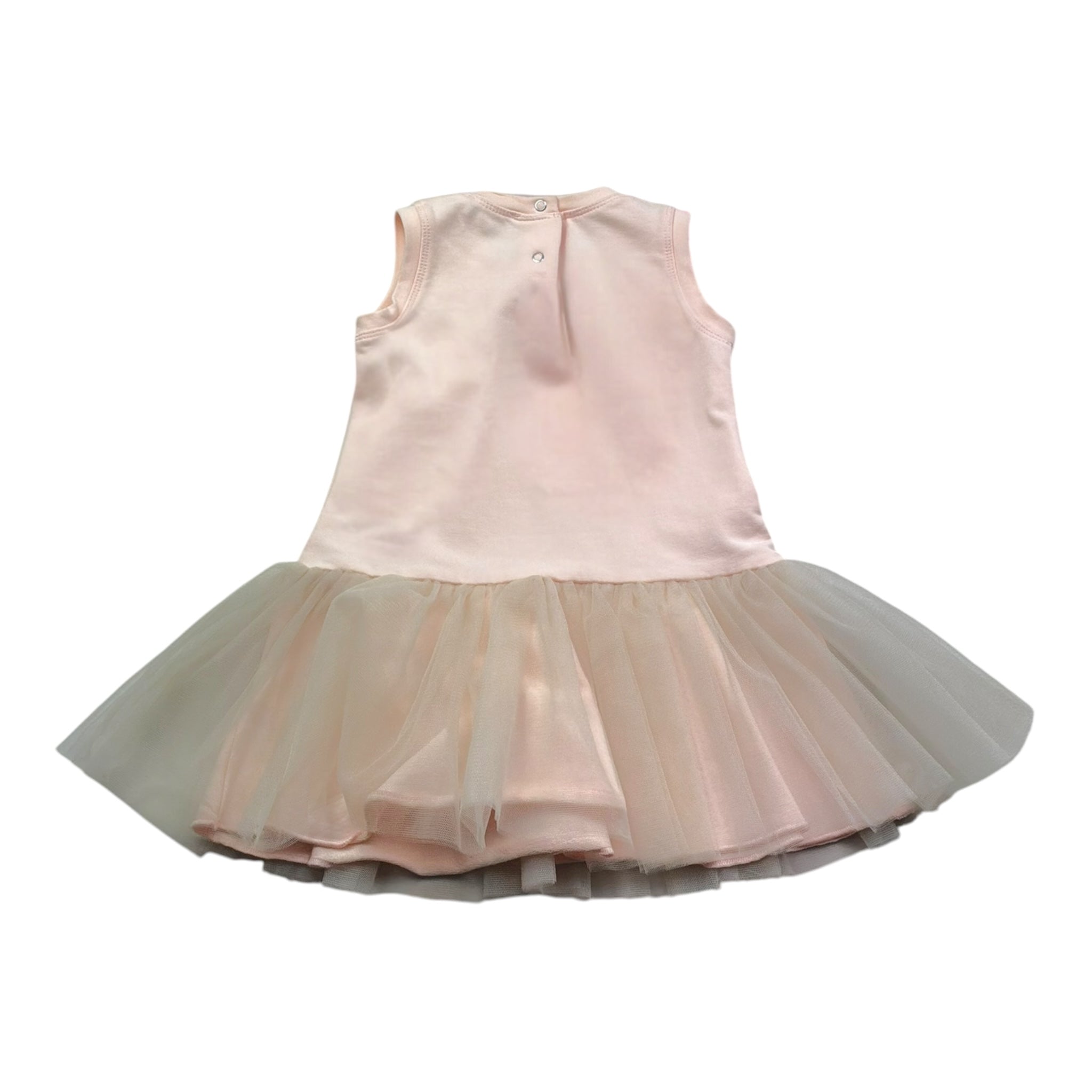 Monnalisa Abito Giromanica Tinta Unita con Tulle per Neonata 398905 ROSA MONNALISA 