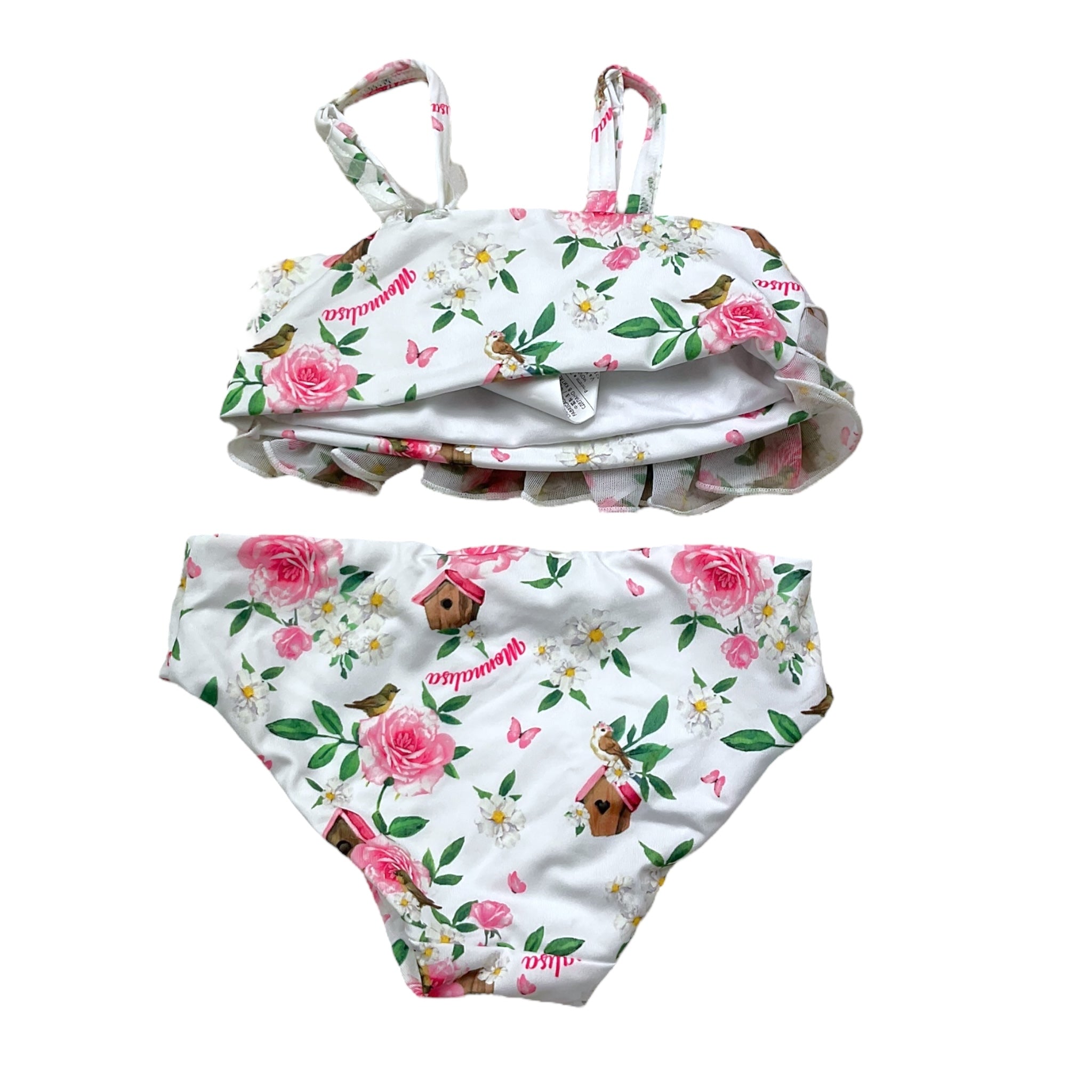 Monnalisa Costume 2 Pezzi Fascia-Slip con Fantasia per Neonata 39C041 BIANCO MONNALISA 
