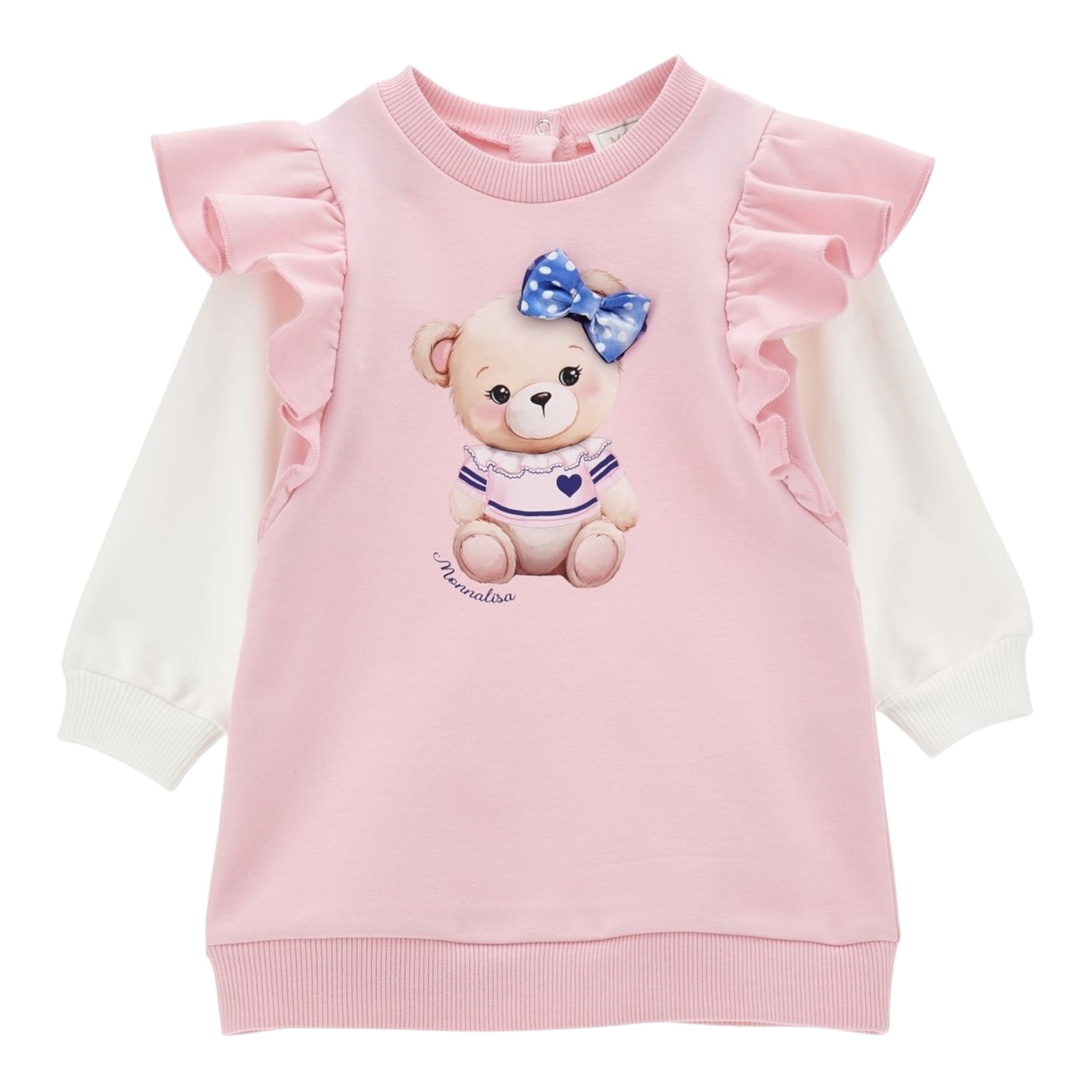 Monnalisa Abito Bicolore con Maniche In Contrasto per Neonata 39D905 ROSA MONNALISA 