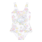 Monnalisa Costume Intero Tinta Unita con Stampa per Bambina 39E045J BIANCO MONNALISA 