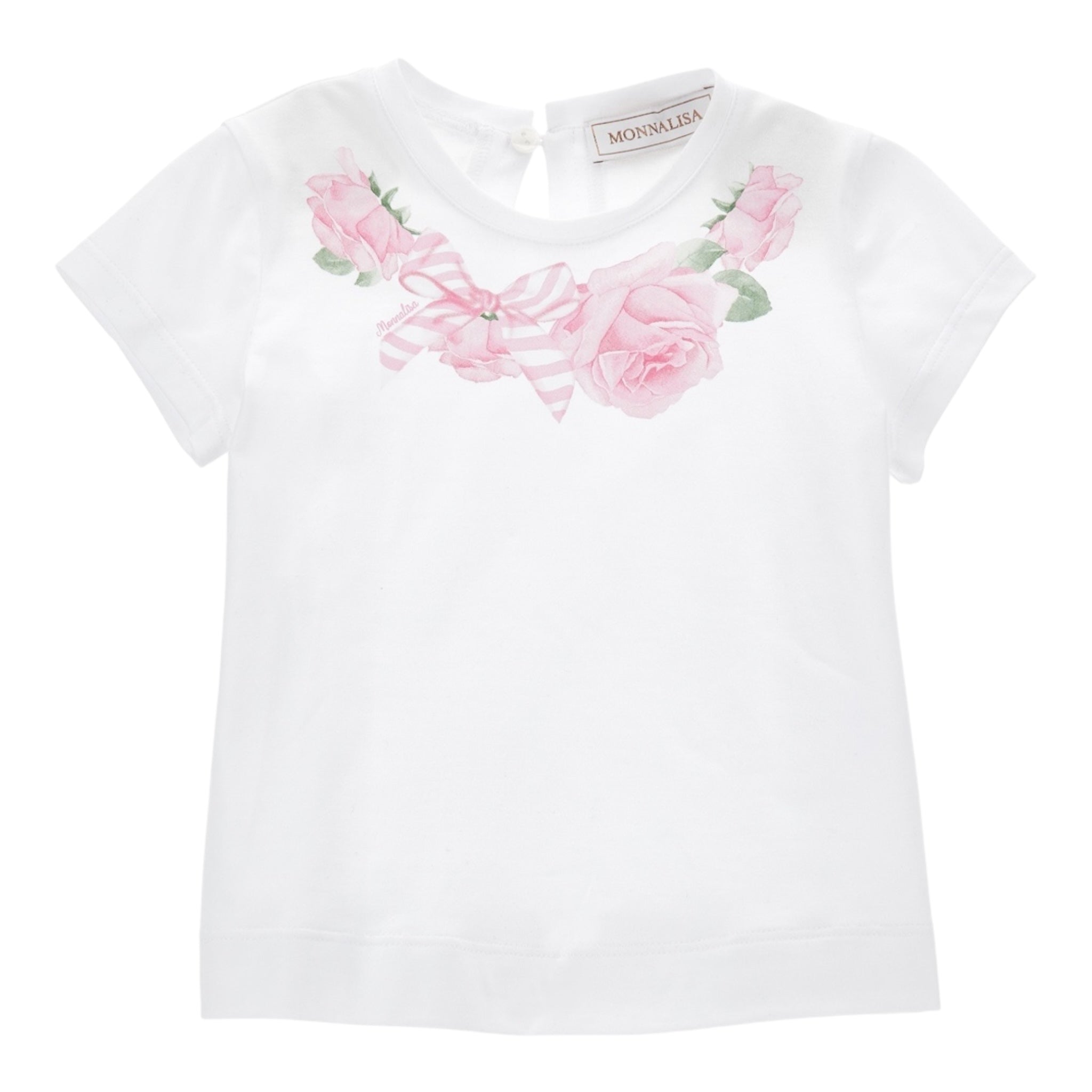 Monnalisa T-Shirt Girocollo Tinta Unita Stampa  per Neonata 39E601 BIANCO MONNALISA 