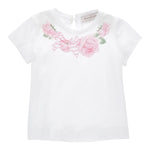 Monnalisa T-Shirt Girocollo Tinta Unita Stampa  per Neonata 39E601X BIANCO MONNALISA 