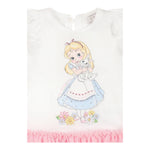 Monnalisa Abito Mezza Manica Tinta Unita con Gonna Tulle per Neonata 39E905 BIANCO/ROSA MONNALISA 