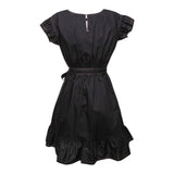 Monnalisa Abito Tinta Unita con Cuciture In Contrasto per Bambina 417907 NERO MONNALISA 