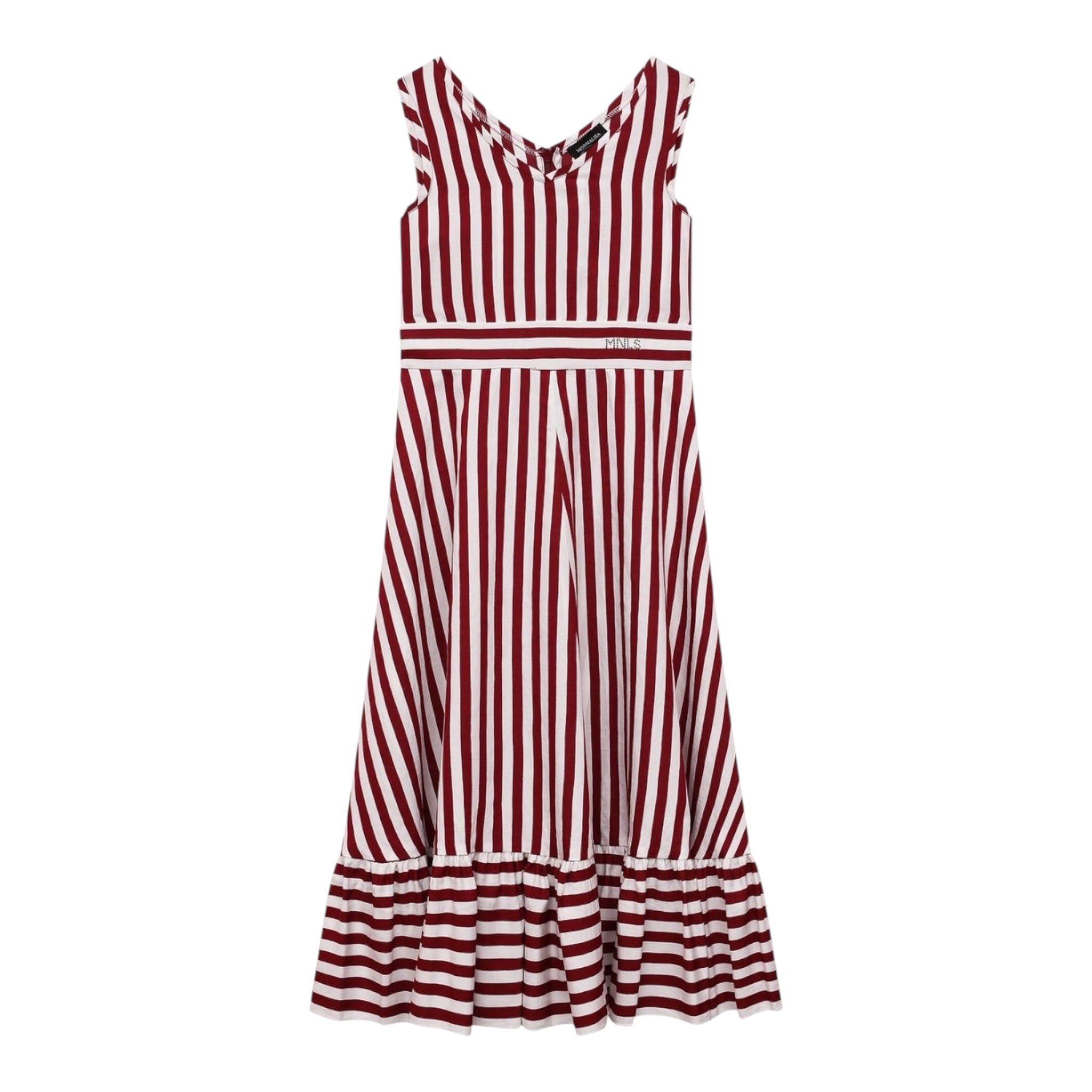 Monnalisa Abito Bicolore con Fantasia A Righe per Bambina 417909 BIANCO/ROSSO MONNALISA 