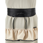 Monnalisa Abito Tinta Unita con Ruches per Bambina 41E905 BEIGE MONNALISA 