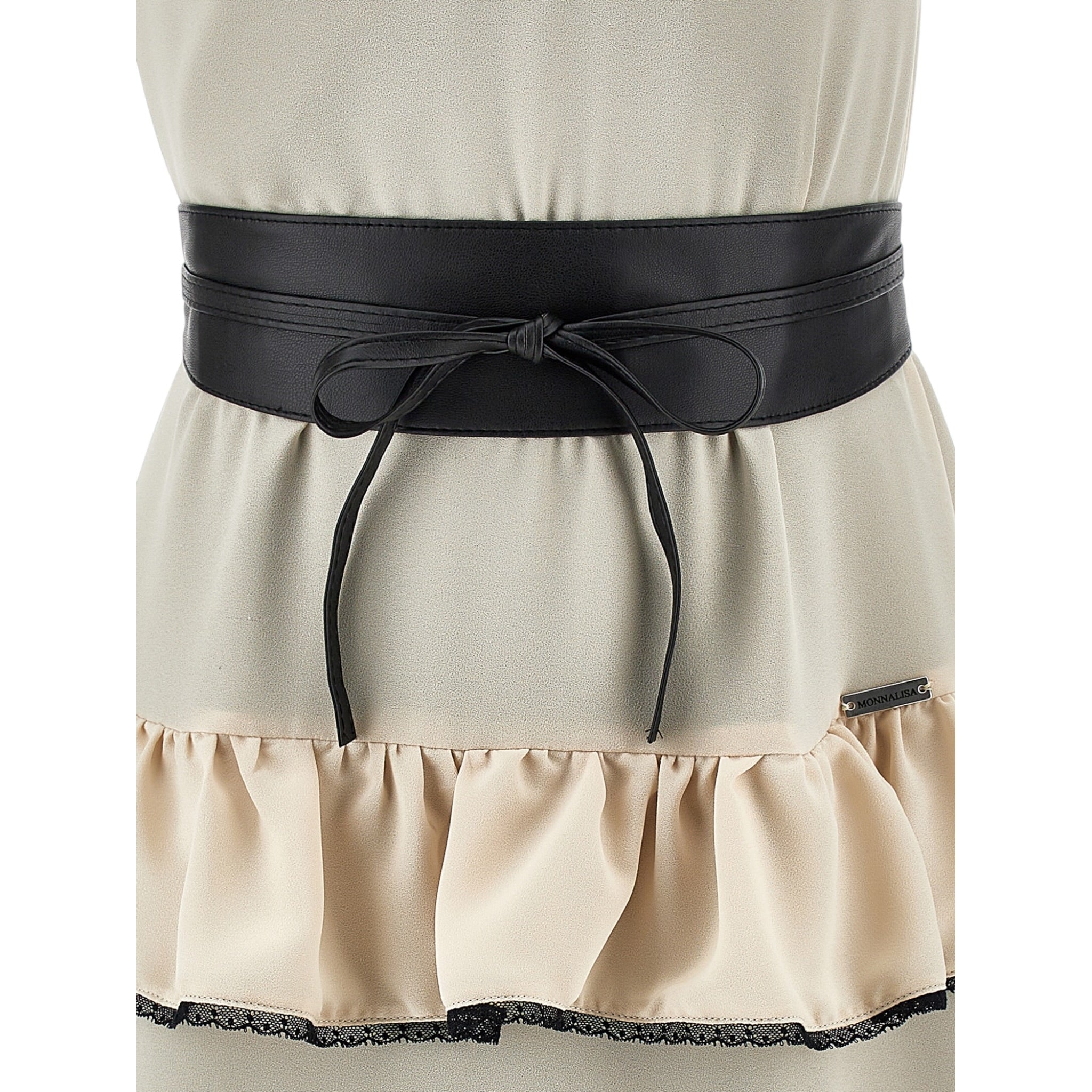 Monnalisa Abito Tinta Unita con Ruches per Bambina 41E905 BEIGE MONNALISA 